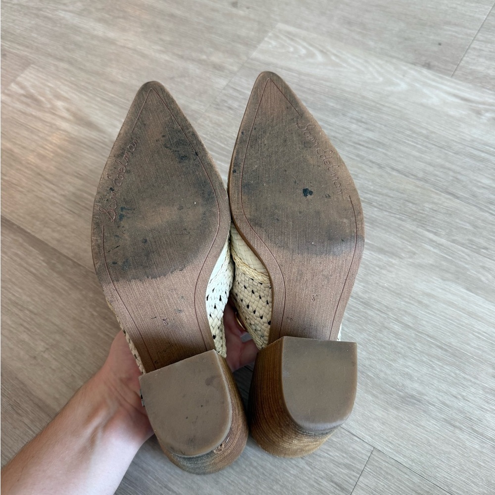 Sam Edelman Lillianna Slip-On Heel Mules Ivory Pointed Toe Size 8 - Picture 3 of 5